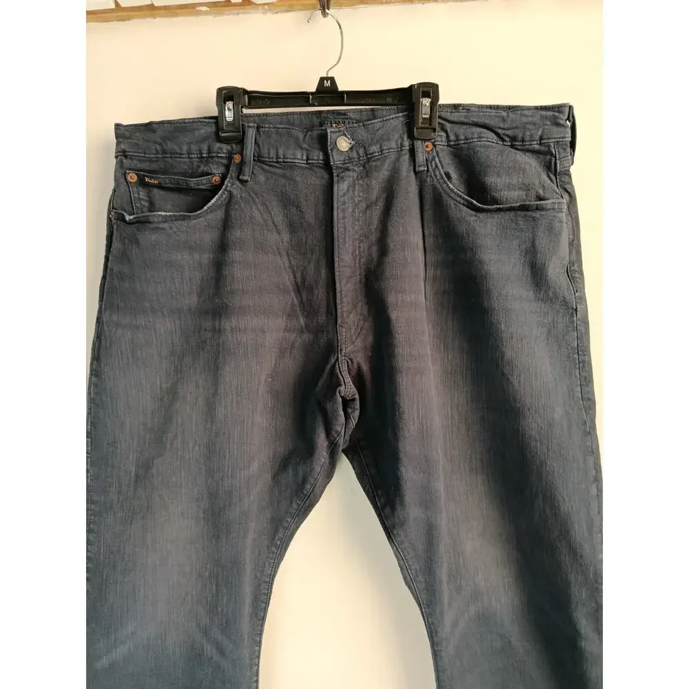 Polo Ralph Lauren Men's Dark The Hampton Relaxed Straight Jeans Zip Size 42 x 30